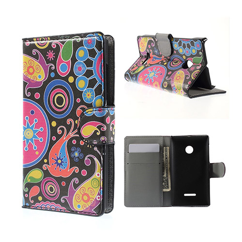 Moberg Microsoft Lumia 435 Läder Fodral med Korthållare - Paisley Blommor