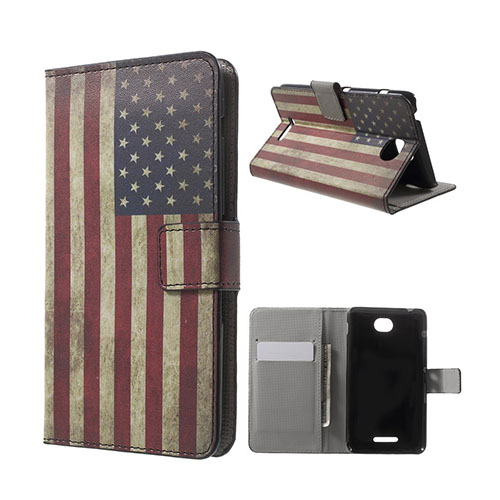 Moberg Sony Xperia E4 Fodral Med Plånbok - Vintage USA Flagga
