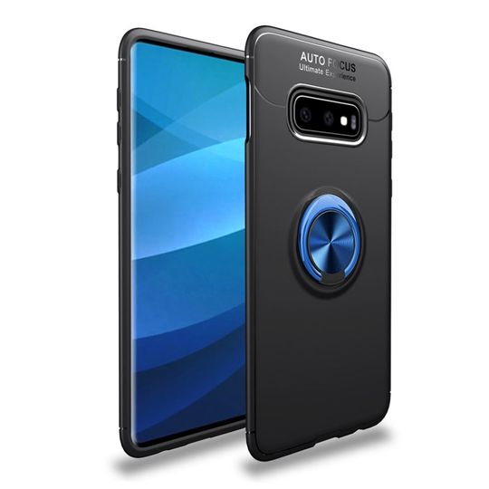 Samsung Galaxy S10 Plus skal med stativ och mobilring - svart / blå