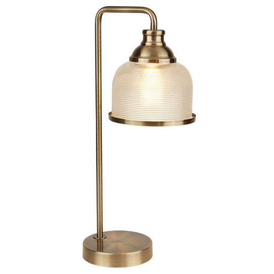 Holofanglasbordslampa Bistro II, gammal mässing