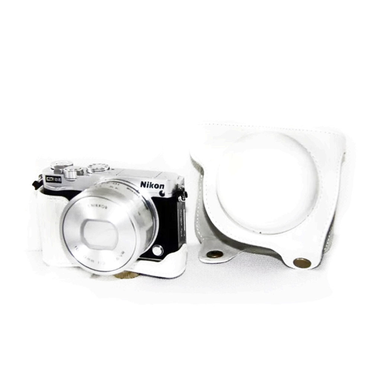 Nikon 1 J5 Snyggt läder skydds fodral - Vit