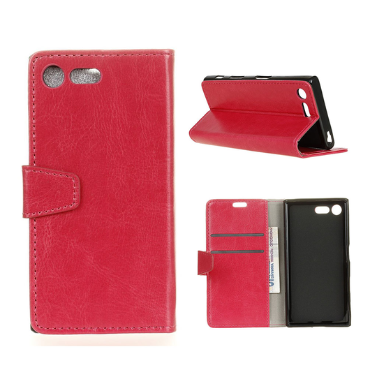 Sony Xperia XZ Premium crazy horse läderfodral - Varm rosa