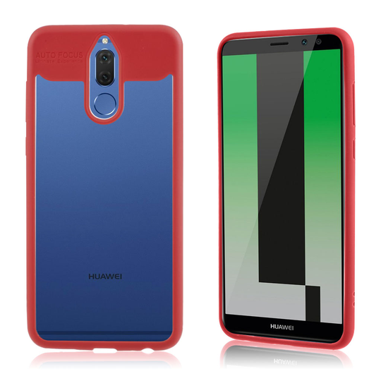Huawei Mate 10 Lite Genomskinligt skal med färgade kanter - Röd