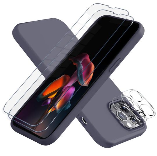 iPhone 13 Pro Max [5-PACK] 1 X Skal - 2 X Linsskydd - 2 X Härdat Glas - Mörk Blå