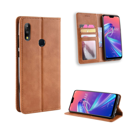 Asus ZenFone Max Pro (M2) plånboksfodral i läder i vintagestil - brun