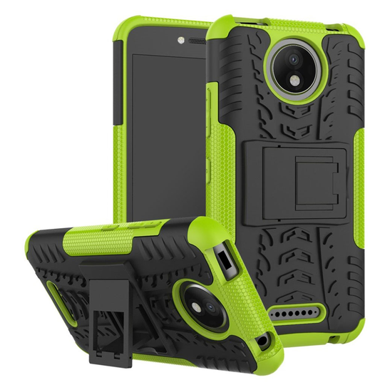 Motorola Moto C Plus Hybird skal med kickstand - Grön