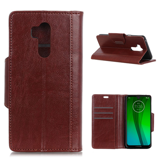 Motorola Moto G7 fodral med lädertextur - Brun