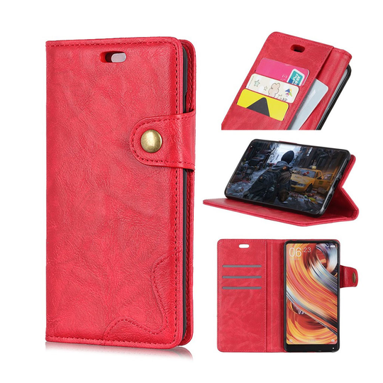 Crazy Horse Asus ZenFone Max (M2) plånboksfodral i läder med textur, S-formad - röd