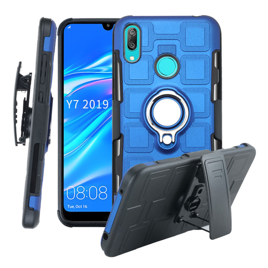 Huawei Y7 2019 geometriskt hybridskal - Ljusblå