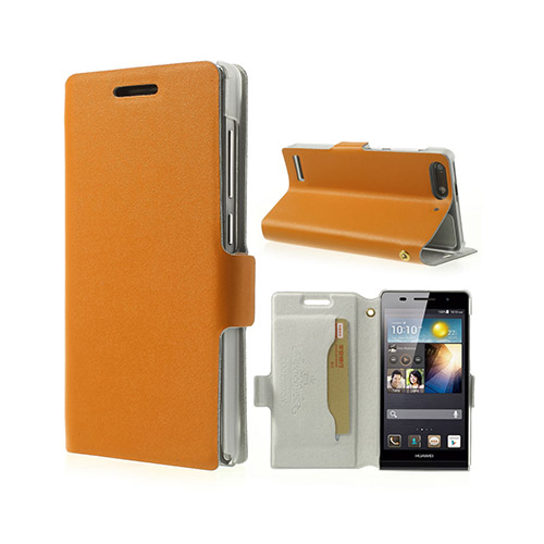 Bellman (Orange) Huawei Ascend G6 Äkta Läder Flip-Fodral