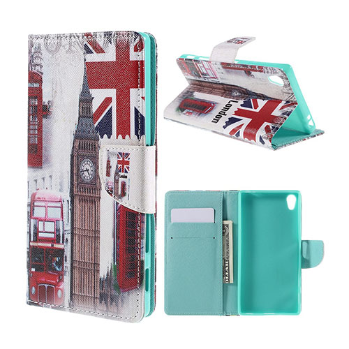Moberg Sony Xperia Z5 Premium Läderfodral med Stativ - Big Ben och Bussar i London