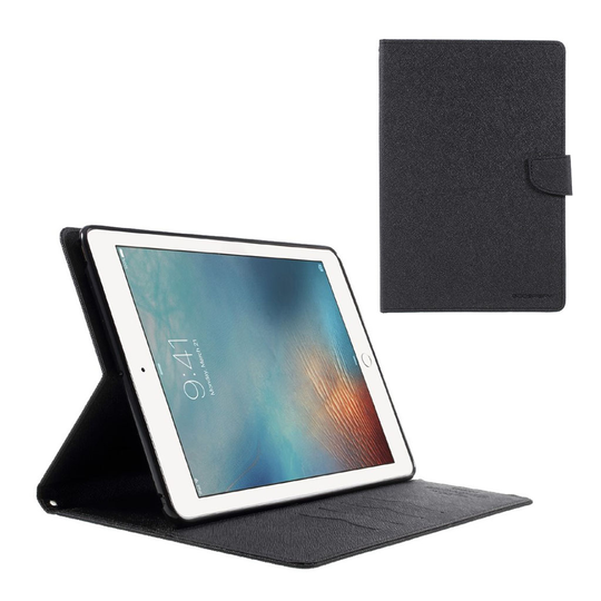 MERCURY iPad (2017) Läder fodral med plånbok - Hel svart