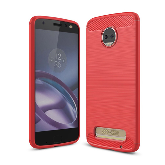 Karbon fiber designat skal till Motorola Moto Z2 - Röd