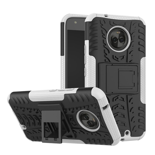 Motorola Moto X4 Hybird skal med kickstand - Vit