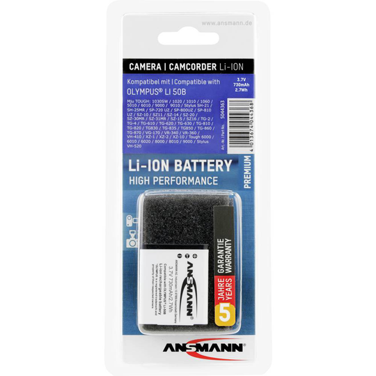 Ansmann LI-50B Kamerabatteri Ersättning originalbatteri LI-50B 3.7 V 730 mAh