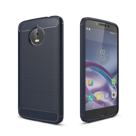 Motorola Moto E4 Plus Skal med unik kolfiber design -Blå
