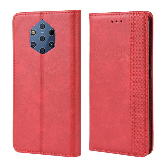 Nokia 9 PureView konstläderfodral i vintagestil - Röd