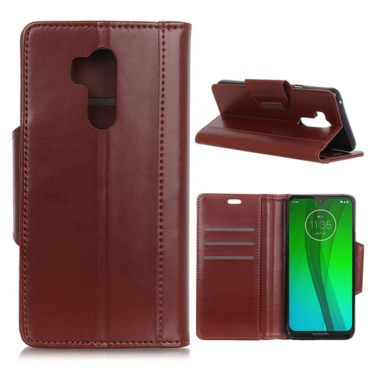 Motorola Moto G7 mångsidigt skyddsfodral i läder - brun