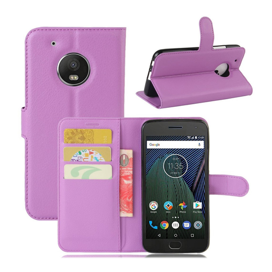 Motorola Moto G5 Plus litchi textur läderfodral - Lila