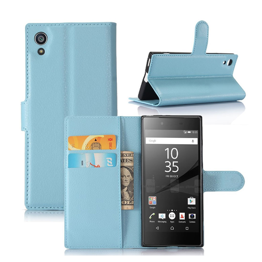 Sony Xperia XA1 litchi fiber läderfodral - Blå