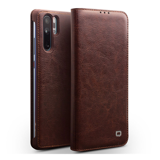 QIALINO Huawei P30 Pro fodral i äkta läder - Brun