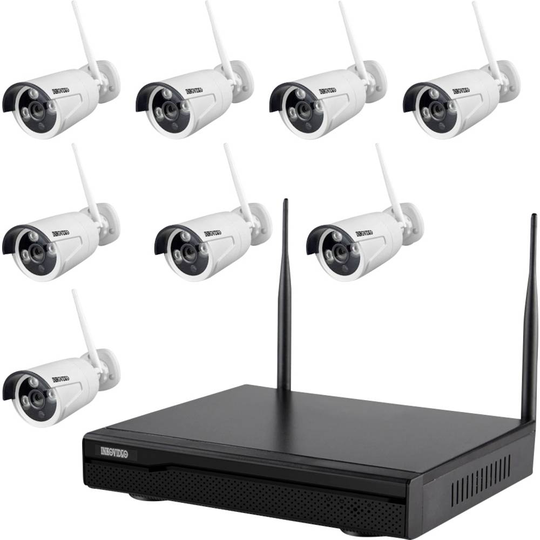 Inkovideo INKO-8-2M in82m8 WiFi IP-Övervakningskameraset 8 kanaler med 8 kameror 1920 x 1080 pixel