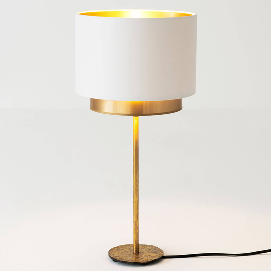 Bordslampa Mattia, perla siden vit/guld