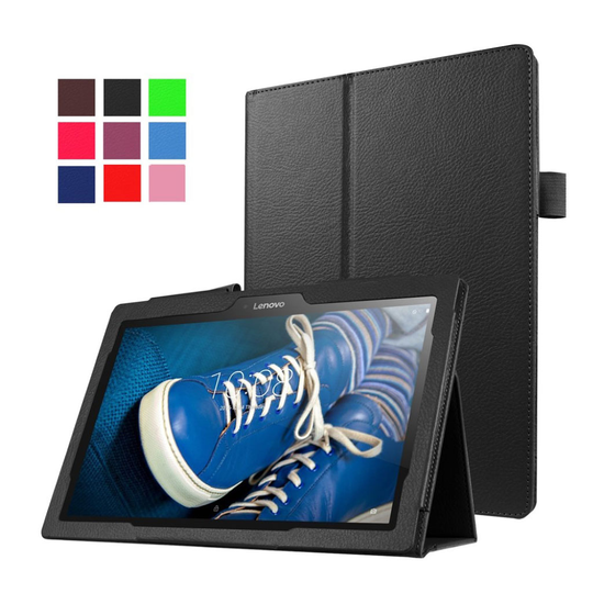 Lenovo Tab 3 Plus 10 litchi textur läderfodral - Svart