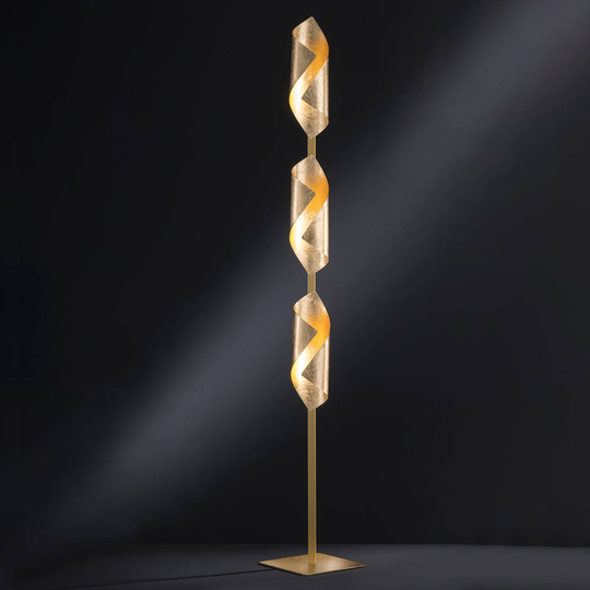 LED-golvlampa Safira i blänkande guld