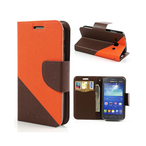 Blixen (Orange / Brun) Samsung Galaxy Ace 3 Flip-Fodral