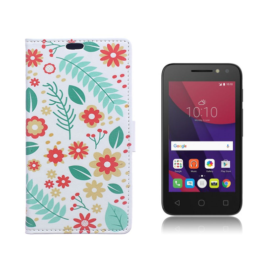 Alcatel OneTouch Pixi 4 (4) läderfodral - Blommor & blad