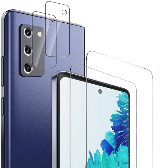 Galaxy S20 FE [4-PACK] 2 X Linsskydd Glas + 2 X Härdat Glas
