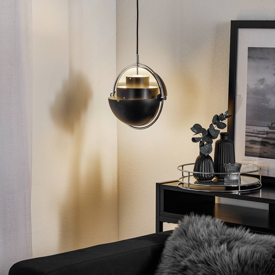 GUBI Multi-Lite hänglampa 25,5 cm krom/svart