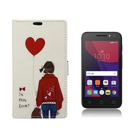 Alcatel OneTouch Pixi 4 (4) läderfodral - Hjärtballong