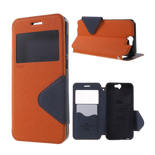 ROAR KOREA Fönster Läderfodral för HTC One A9 - Orange