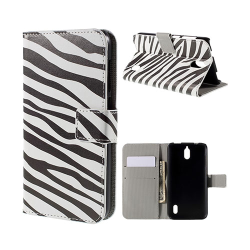 Moberg Läderfodral med Korthållare för Huawei Y625 - Zebra Ränder