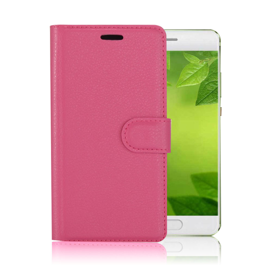 Huawei P10 litchi fiber läderfodral - Varm rosa