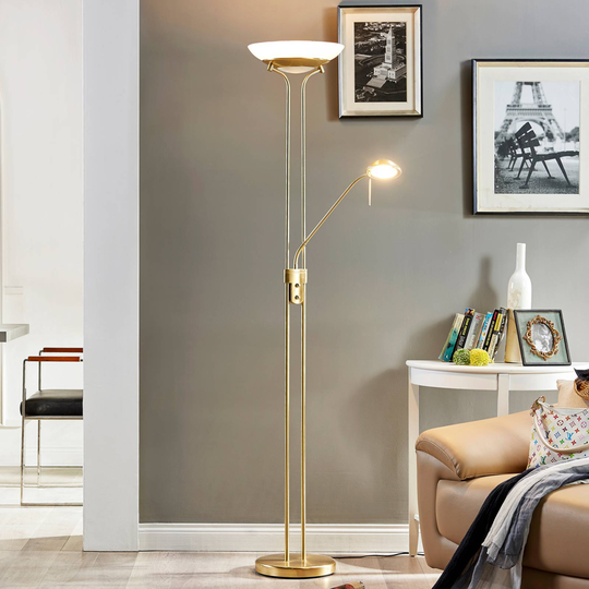 Dimbar LED-tak-uplight Yveta med läslampa