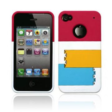 Smart Skal - Justerbart Stativ (Het Rosa - Vit) iPhone 4/4S Skal