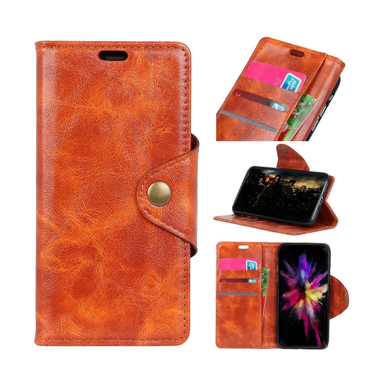 Motorola Moto G7 Play plånboksfodral i läder med textur - orange