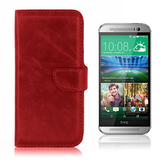 HTC One M8 Case with Card Holder (Red)