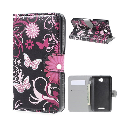 Moberg Sony Xperia E4 Fodral med Plånbok - Fjärilar & Blommor