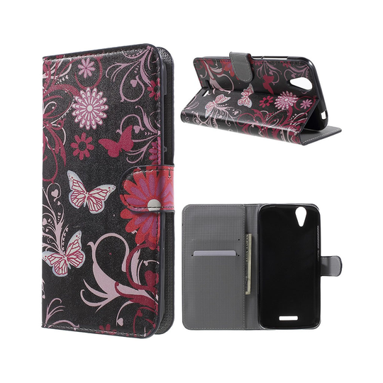 Acer Liquid Z630 läderfodral med kortfack - Fjäril blommor