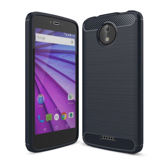 Motorola Moto C Plus Skal med karbon fiber design - Blå