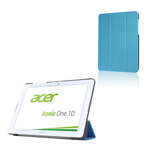Läderfodral med Tri-fold Stativ (Ljusblå) för Acer Iconia One 10 B3-A20