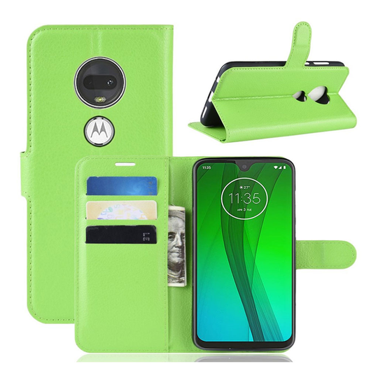 Motorola Moto G7 Litchi läderfodral - Grön