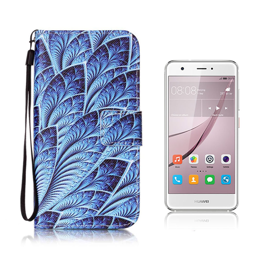 Huawei Nova läderfodral med handledsrem - Unika löv