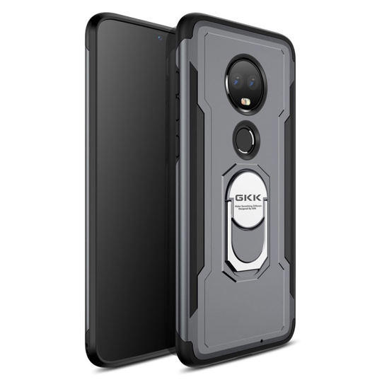 GKK Motorola Moto G7 hybridskal med stativ som kan roteras 360 grader - grå