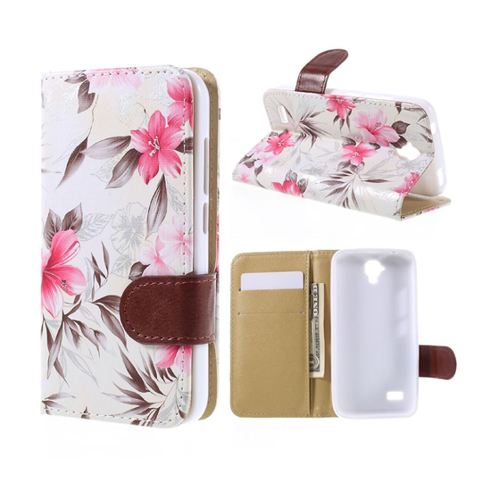 Huawei Y5 blommönster läderfodral - Vit