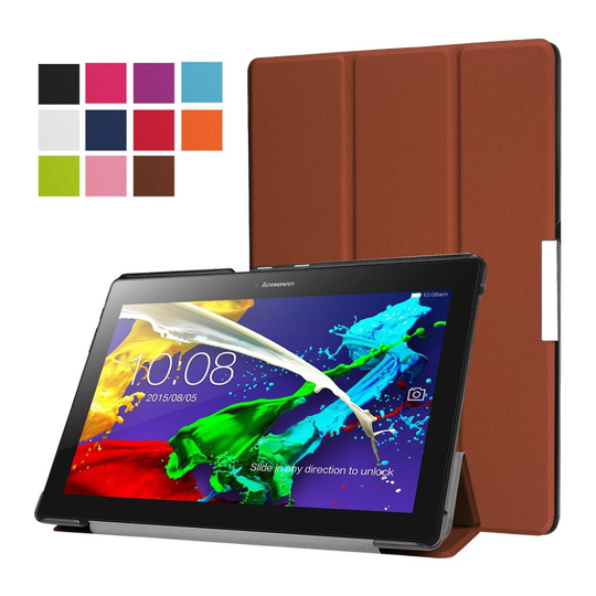 Lenovo Tab 3 Plus 10 tri-fold läderfodral - Brun